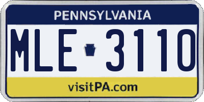 PA license plate MLE3110