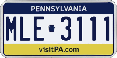 PA license plate MLE3111