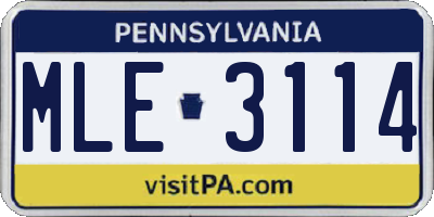 PA license plate MLE3114