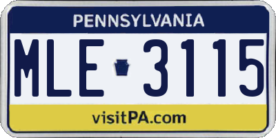PA license plate MLE3115
