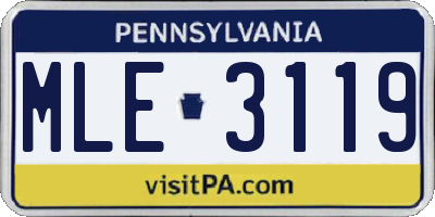 PA license plate MLE3119