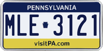 PA license plate MLE3121
