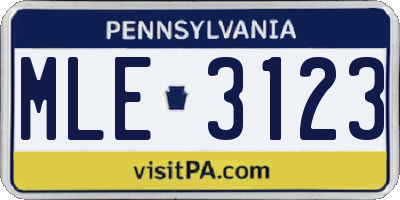 PA license plate MLE3123