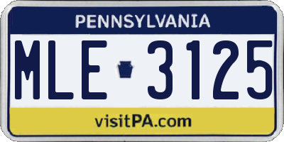 PA license plate MLE3125