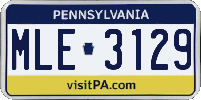 PA license plate MLE3129