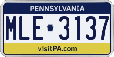 PA license plate MLE3137