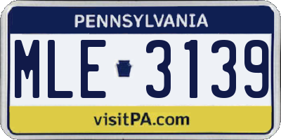 PA license plate MLE3139