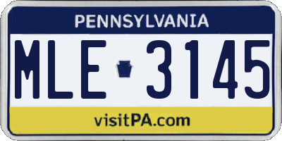 PA license plate MLE3145