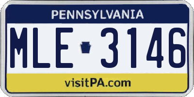 PA license plate MLE3146