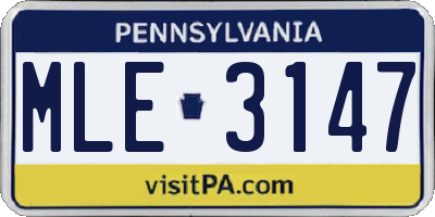 PA license plate MLE3147