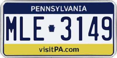 PA license plate MLE3149