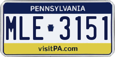 PA license plate MLE3151