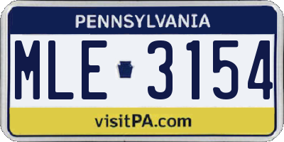 PA license plate MLE3154