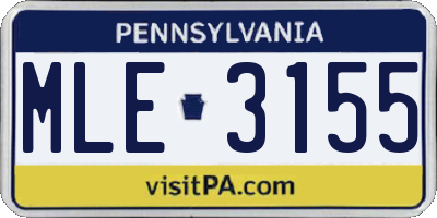 PA license plate MLE3155