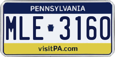 PA license plate MLE3160