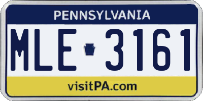 PA license plate MLE3161