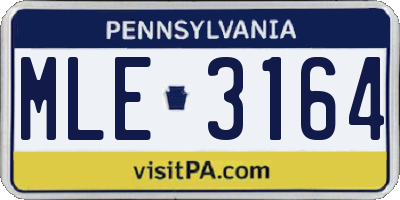 PA license plate MLE3164