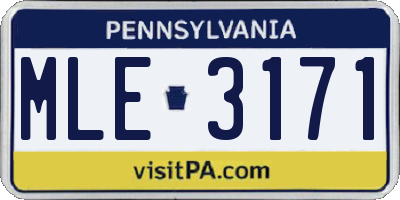 PA license plate MLE3171