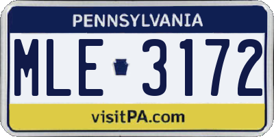 PA license plate MLE3172