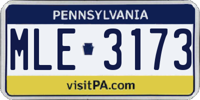 PA license plate MLE3173