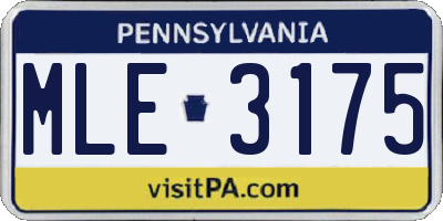 PA license plate MLE3175