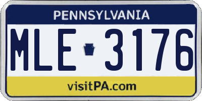 PA license plate MLE3176