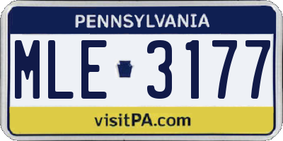 PA license plate MLE3177