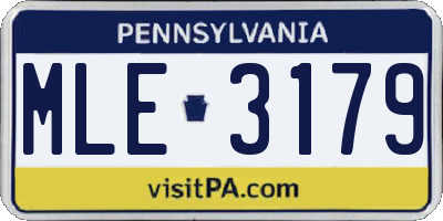 PA license plate MLE3179