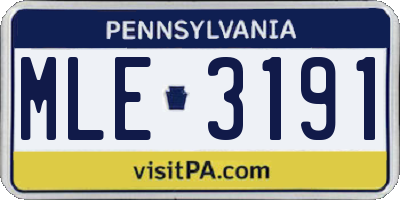 PA license plate MLE3191