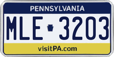 PA license plate MLE3203