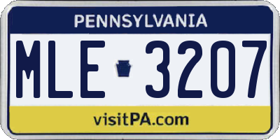 PA license plate MLE3207