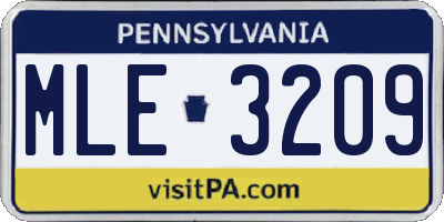 PA license plate MLE3209