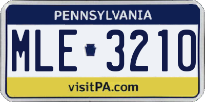 PA license plate MLE3210