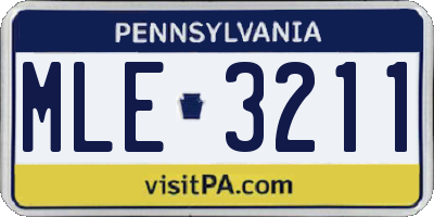 PA license plate MLE3211