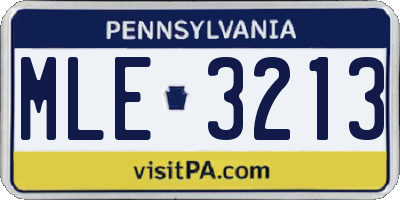 PA license plate MLE3213