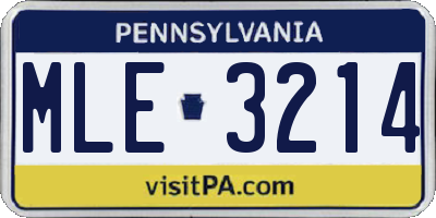 PA license plate MLE3214