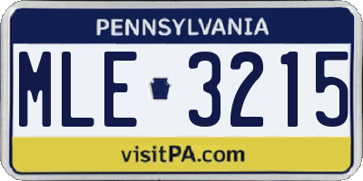 PA license plate MLE3215