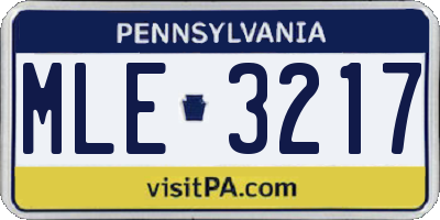 PA license plate MLE3217