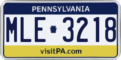 PA license plate MLE3218