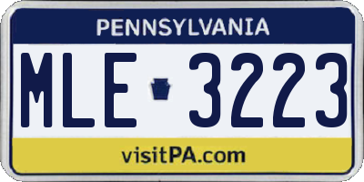 PA license plate MLE3223