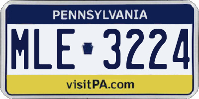 PA license plate MLE3224