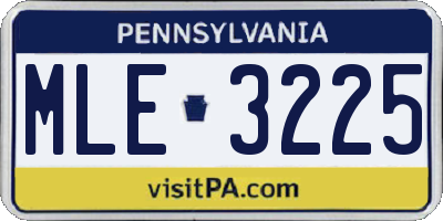 PA license plate MLE3225