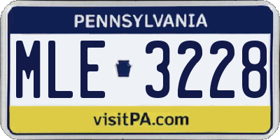 PA license plate MLE3228