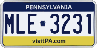 PA license plate MLE3231