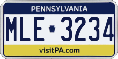PA license plate MLE3234