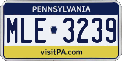 PA license plate MLE3239