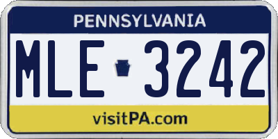 PA license plate MLE3242