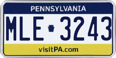 PA license plate MLE3243