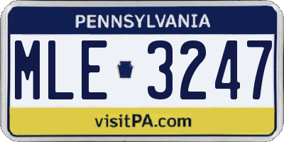 PA license plate MLE3247