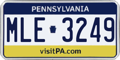 PA license plate MLE3249